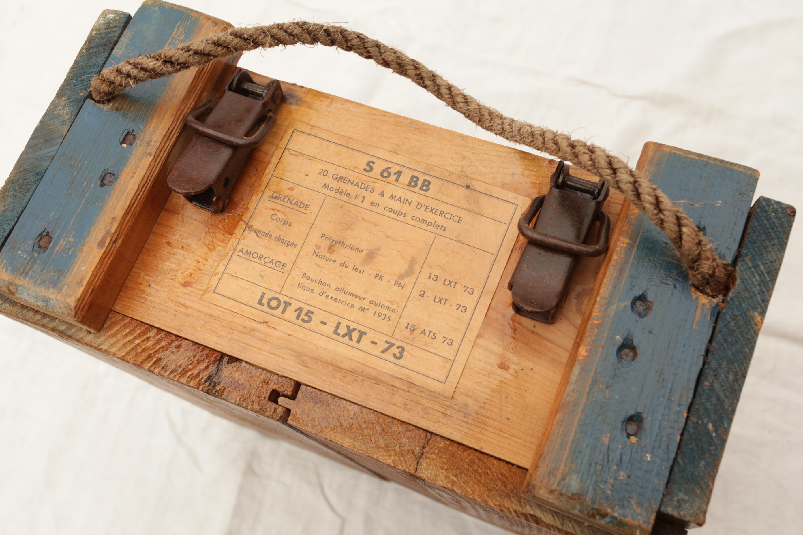 Military crate wood rope