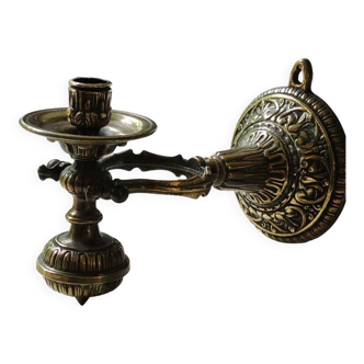 Old pendulum boat candle holder. in bronze gilded patina. baroque/xixth style