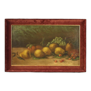 Peinture signée italienne Nature morte aux fruits du XXème siècle