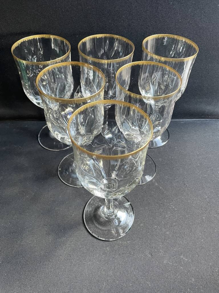 6 Daum water glasses with gold putoises