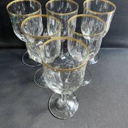6 Daum water glasses with gold putoises