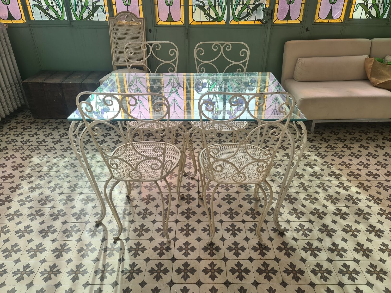 White wrought iron garden furniture 1949 1950