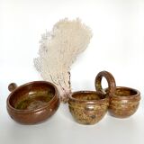 2 pyrite stoneware salt shakers