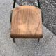 Set of 3 children's chairs from the 1960s in brown plywood with a green steel frame, school style.