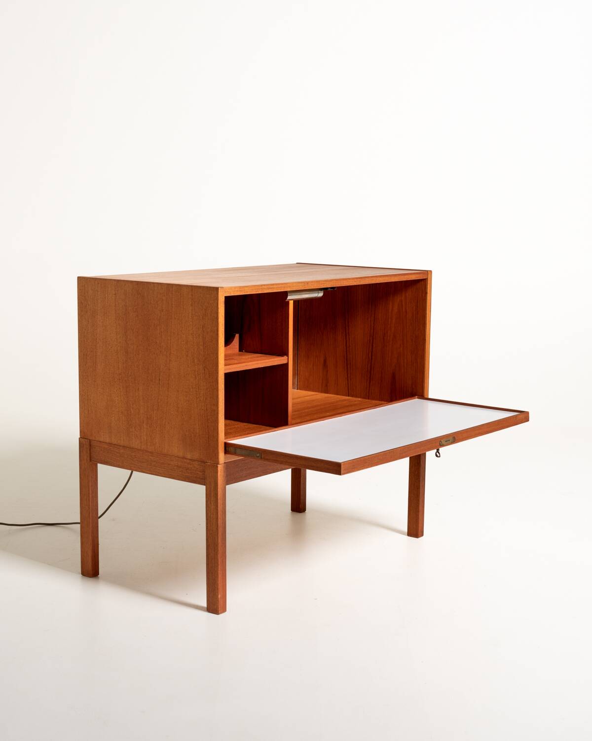 Teak Bar Cabinet with Drop-Down Door, Scandinavia, 1960s