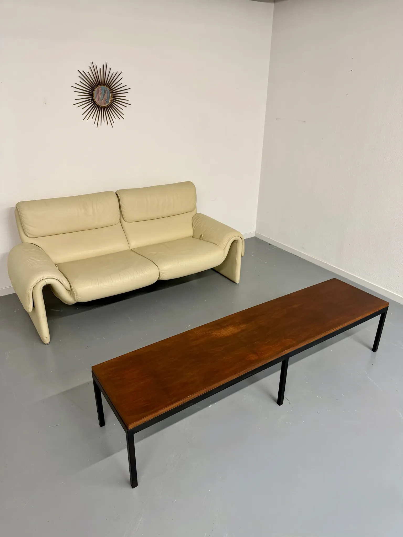 Large coffee table / modernist side table in wood and metal an60