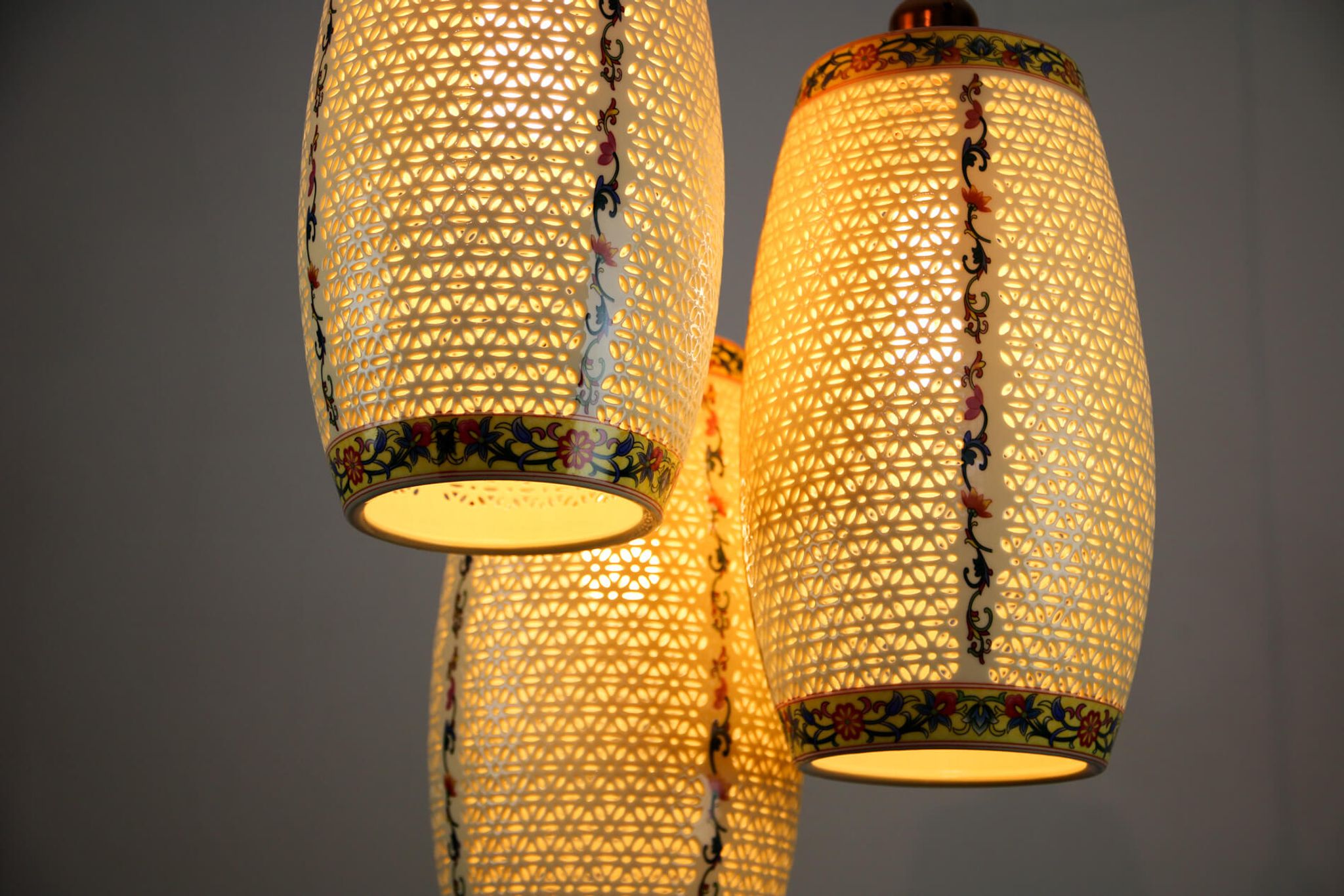 Ceramic pendant light 1980s, set of 3