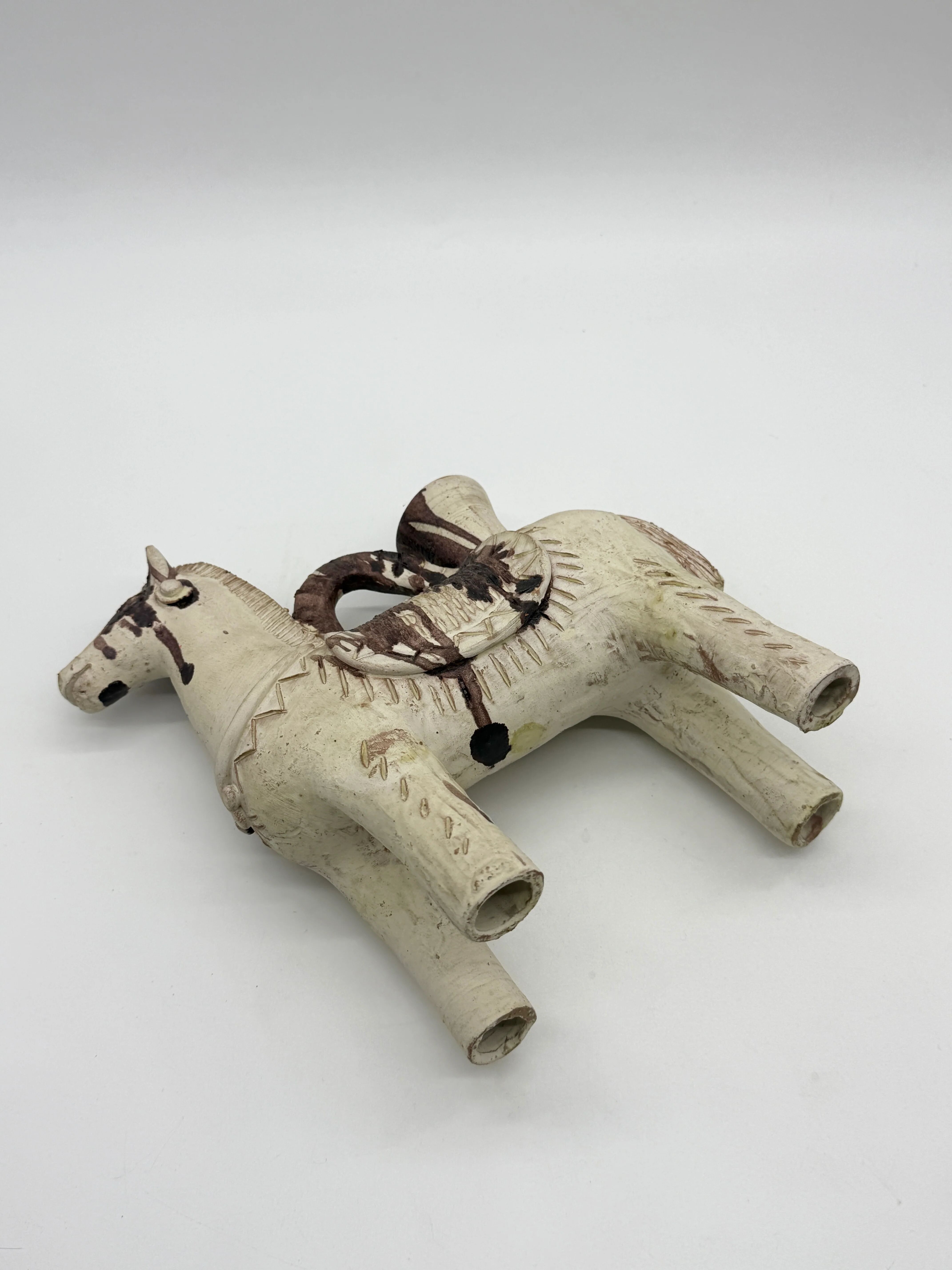 Ceramic candlestick horse, Sardinian, 1960s