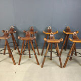 Mid-century brutalist bar stools - set of 8, 1960s