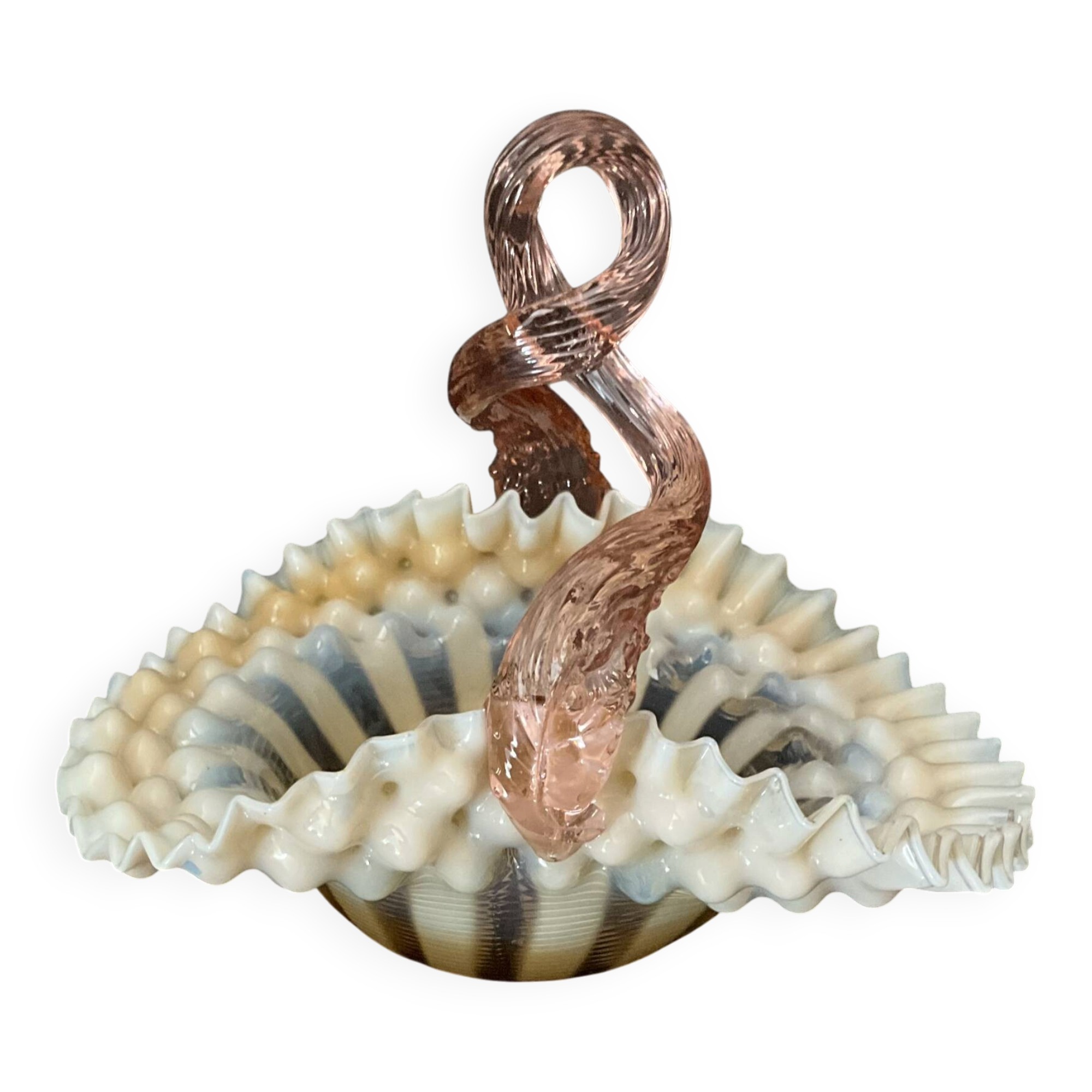 Murano opaline blown glass bowl, Italy, 1950s-1960s