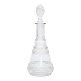 Cut glass liqueur decanter with decorated stopper