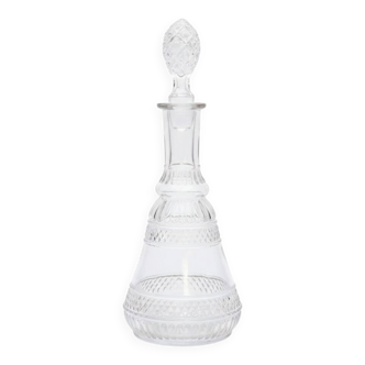 Cut glass liqueur decanter with decorated stopper