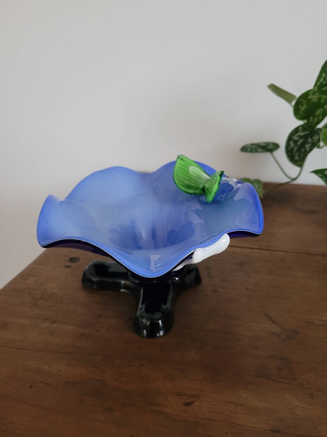 Handcrafted opal glass bowl