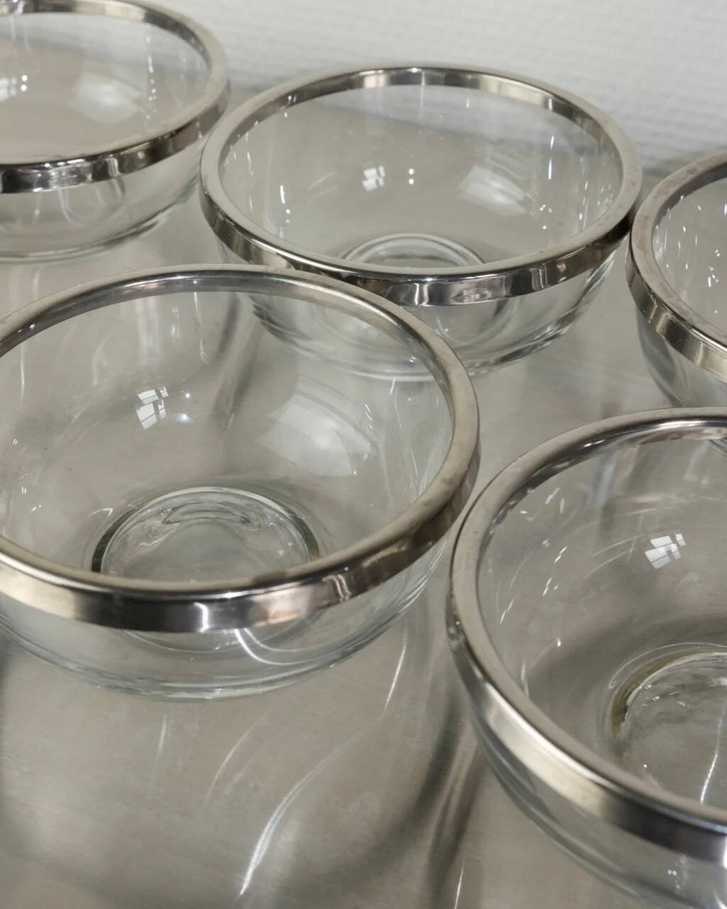 petit bol verre & cerclage métal argenté