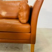 Vintage retro danish mogens hansen 2 person cognac leather sofa