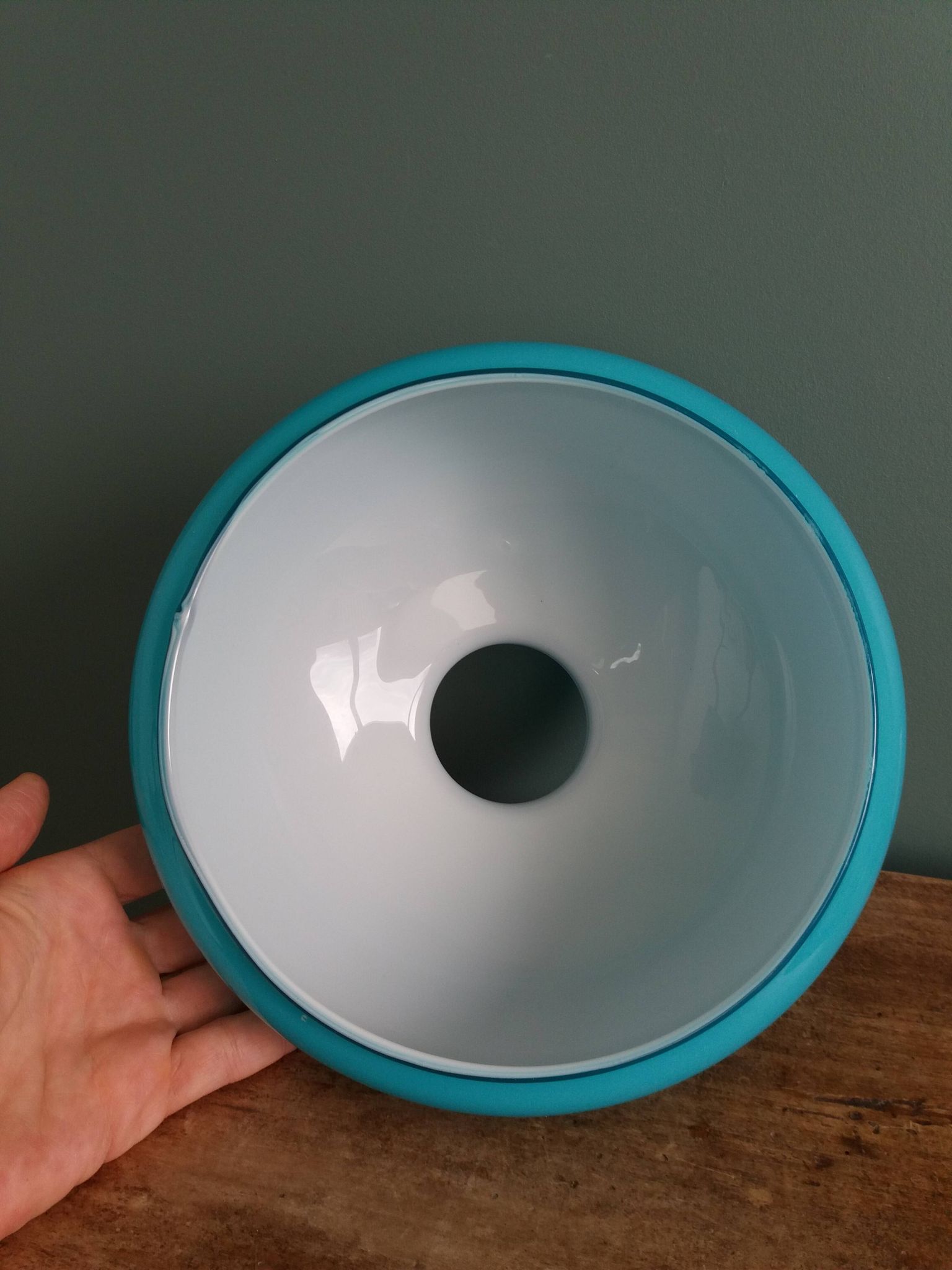 Turquoise opaline glass globe lampshade