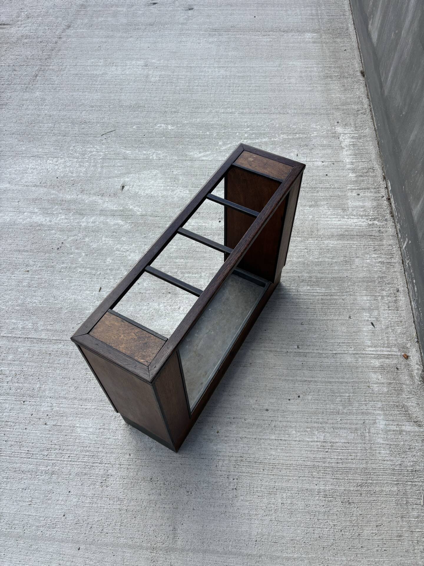 Vintage Art Deco umbrella stand in wood & metal – c. 1930–1940