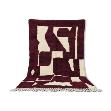 Tapis en laine pure marocaine bordeaux taille 200 x 300 cm