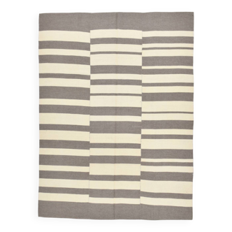 Modern Beige Grey Vintage Kilim Rug, 204x278Cm