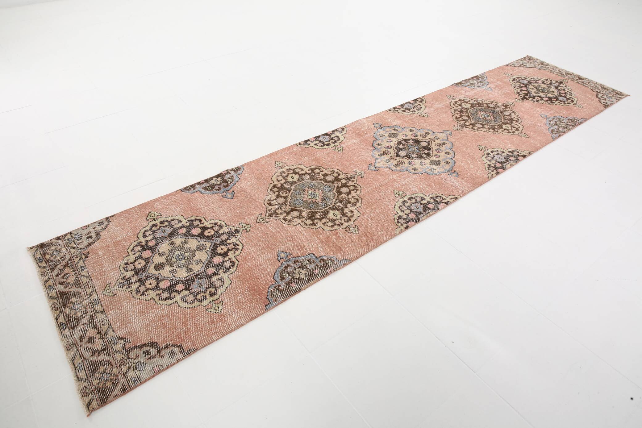 3x12 Pale Red Wool Vintage Persian Runner Rug, 86x379Cm SK 5457