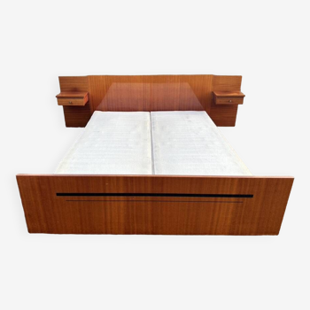 Electric double bed, varnished wood, vintage, 60s