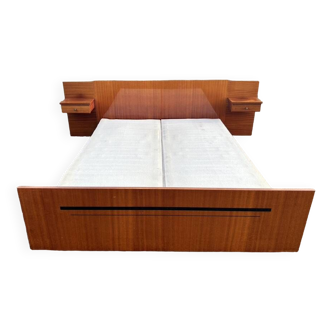 Electric double bed, varnished wood, vintage, 60s