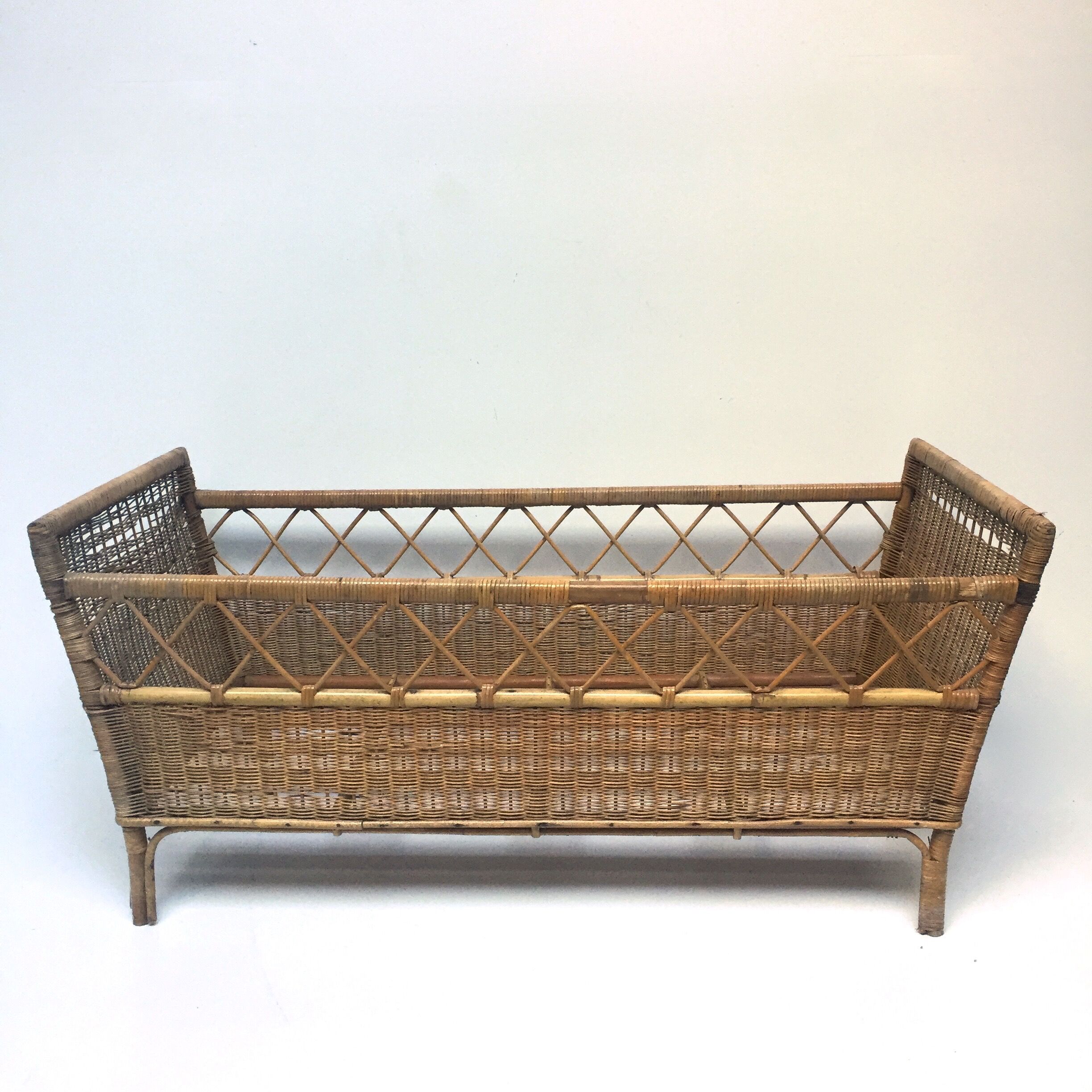 Vintage rattan and wicker bed