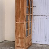 Parisian wardrobe in raw wood with engraved glass from 1920.