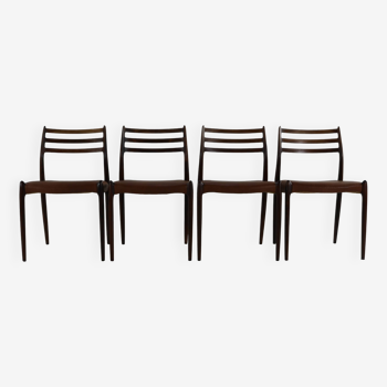 Chaises de salle à manger design danois en palissandre n° 78 par Niels Otto Møller