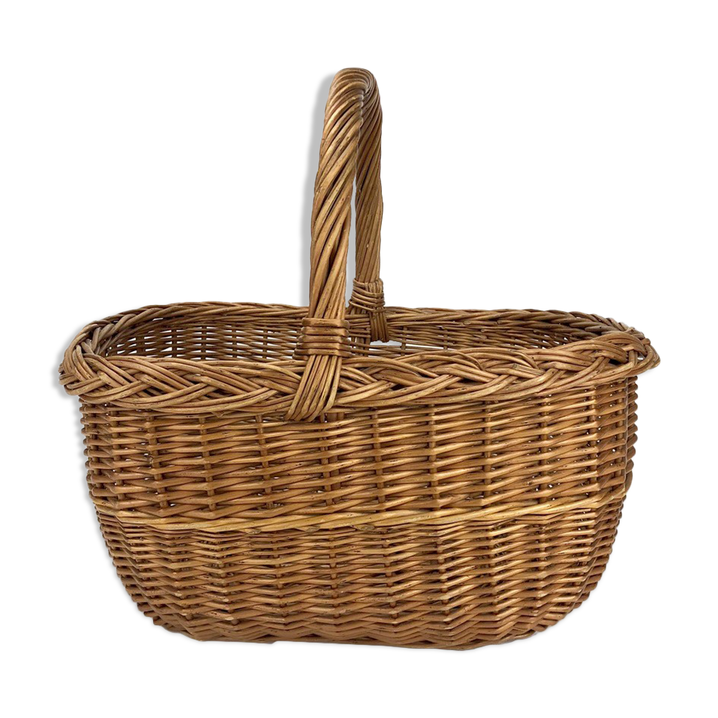 Old wicker tote basket