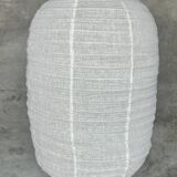 Very large Japanese-style natural rattan and linen pendant light in the shape of a lantern H80 D65