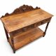 Victorian Gothic Oak side table, decorative carved round 1920. Green Mask decoration