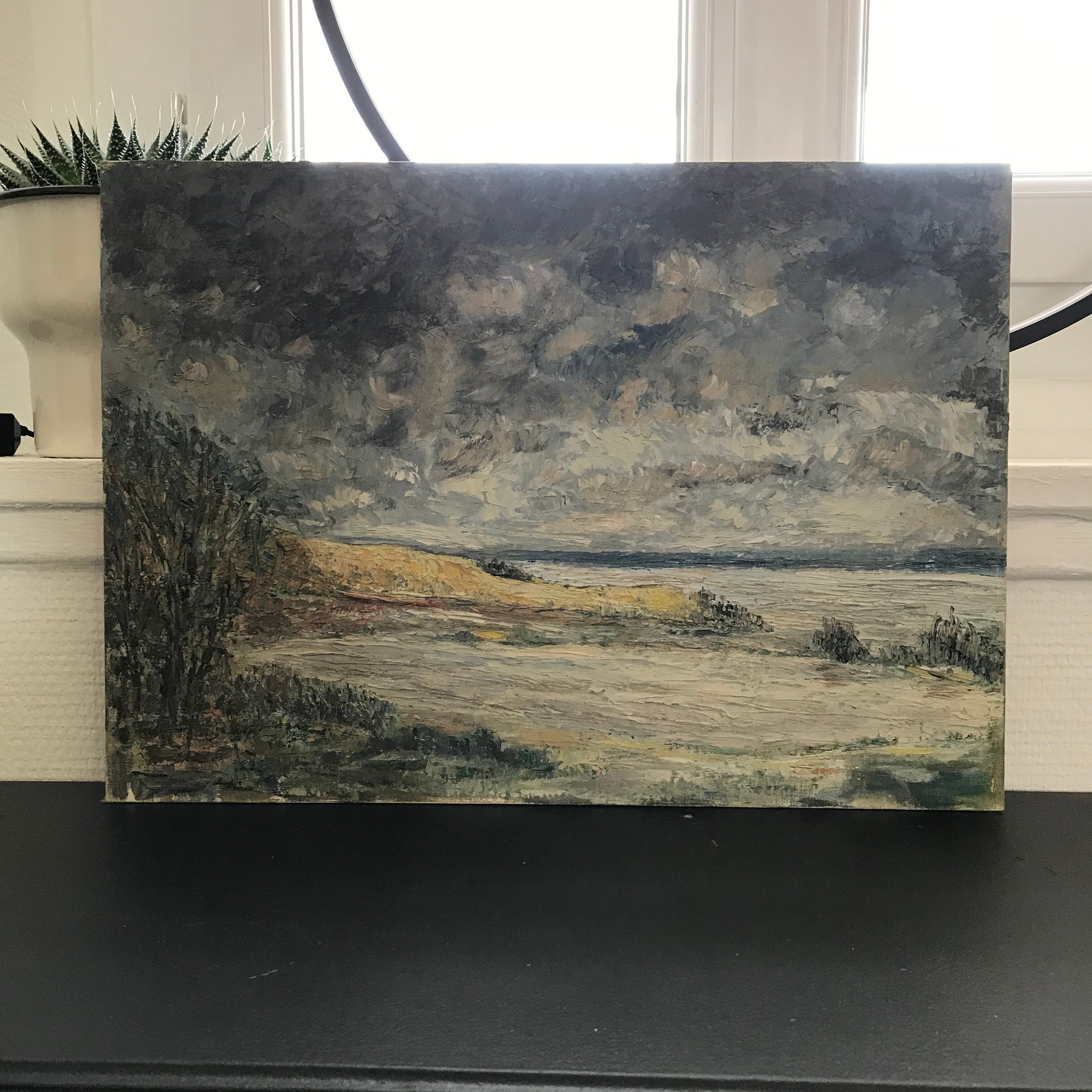 Abstract painting stormy seaside