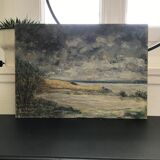 Abstract painting stormy seaside