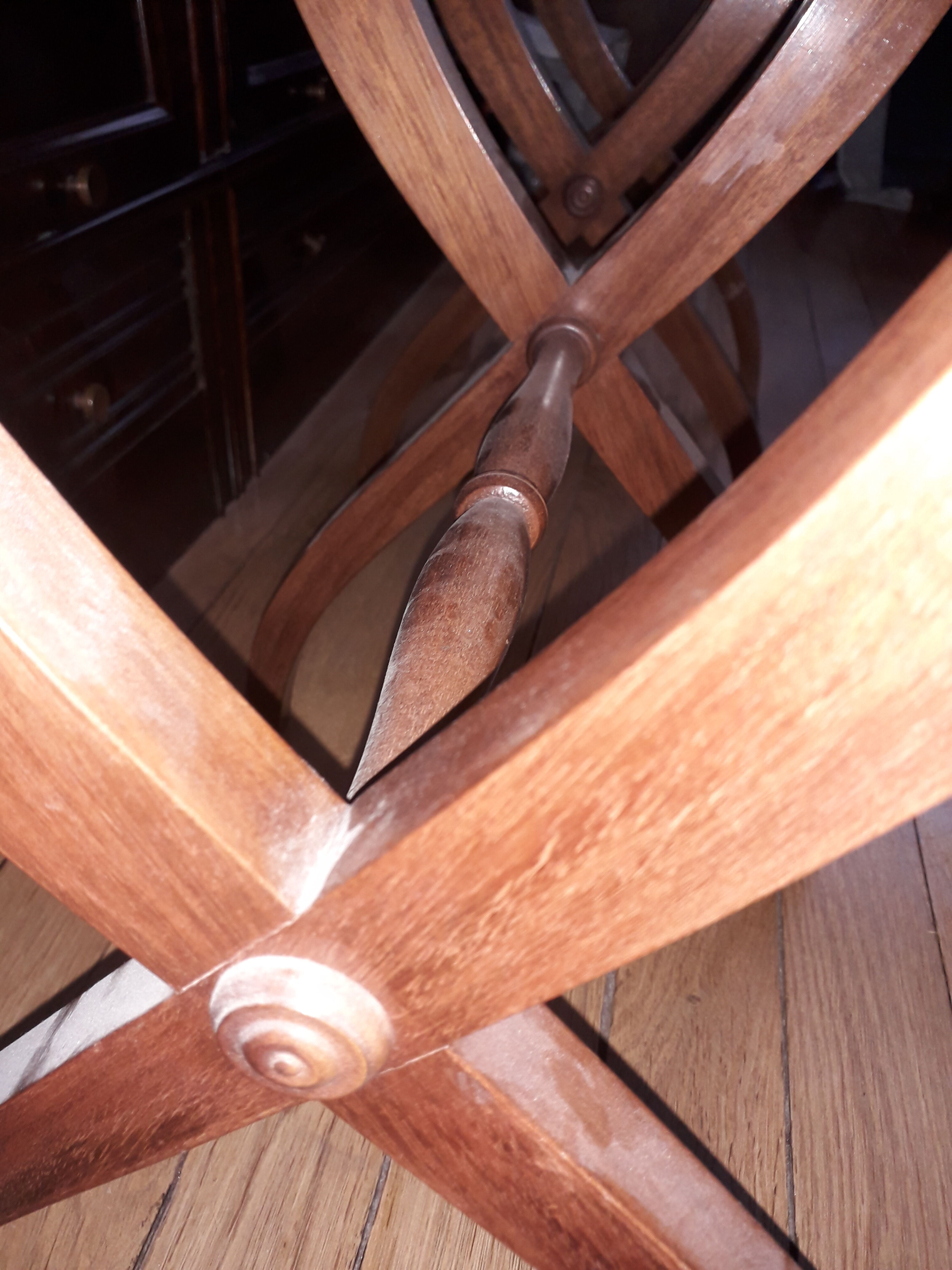 X-footed bedside pair