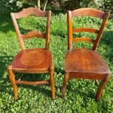 bistro chairs with pattern on the seat