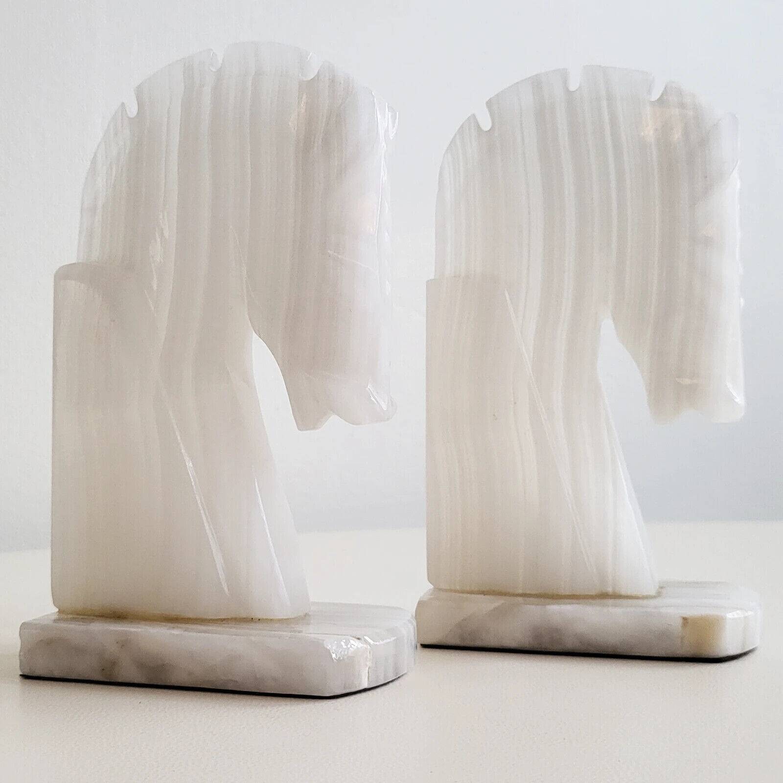 Pair of onyx horse bookends 1970