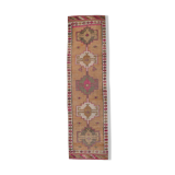 Neutral color handmade runner rug 317x87cm