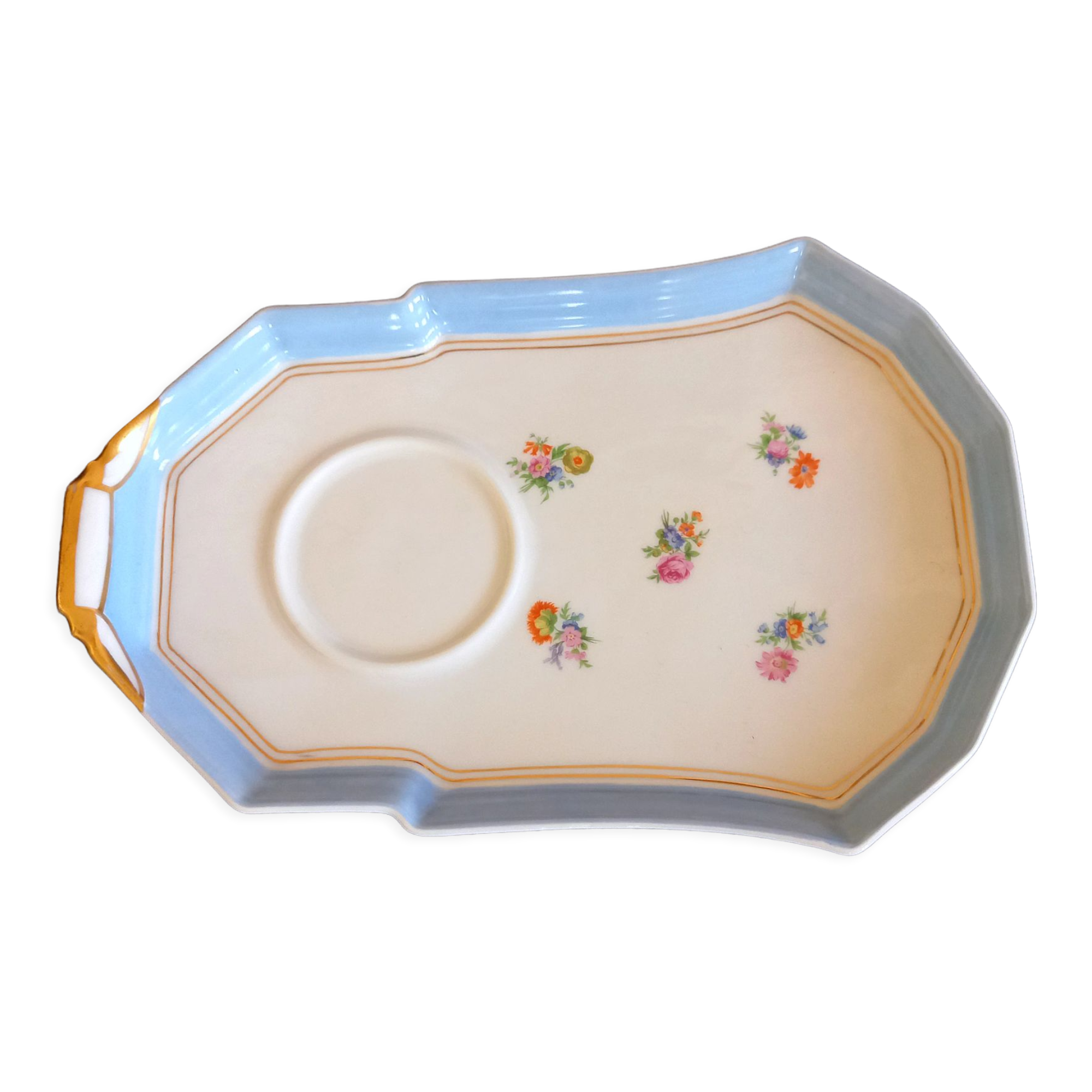 3 old saucers breakfast set porcelain limoges manufacture georges boyer xxth