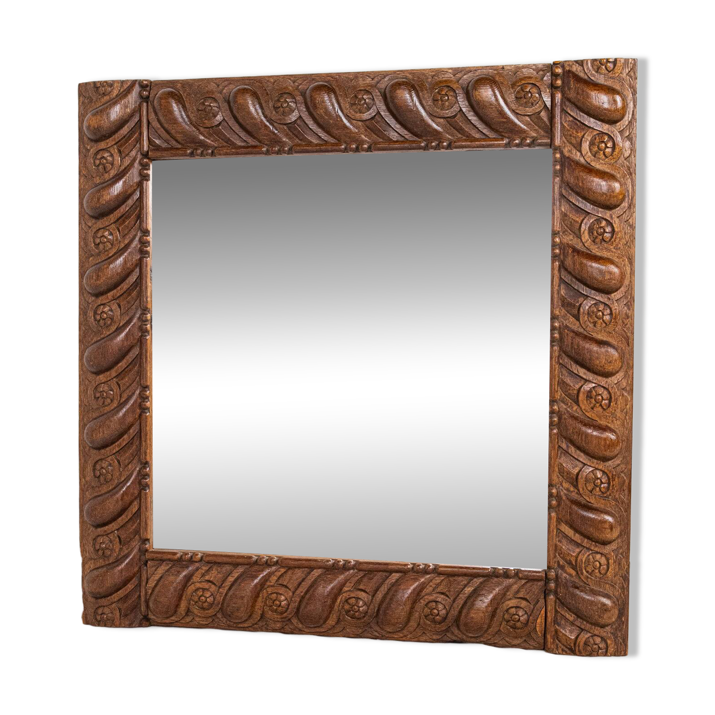 Miroir en bois sculpté style Seiz Breur, Bretagne, France, début XXe siècle