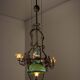 Antique adjustable height chandelier with original glasswork and brass detailing