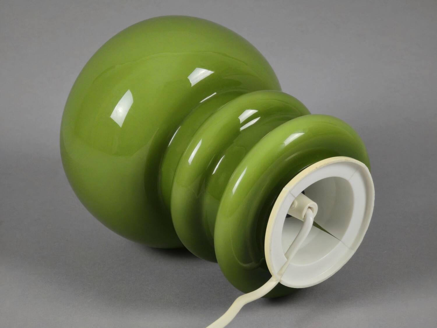 Vintage 1970s Green Cased-Glass Mushroom Lamp From Sweden.