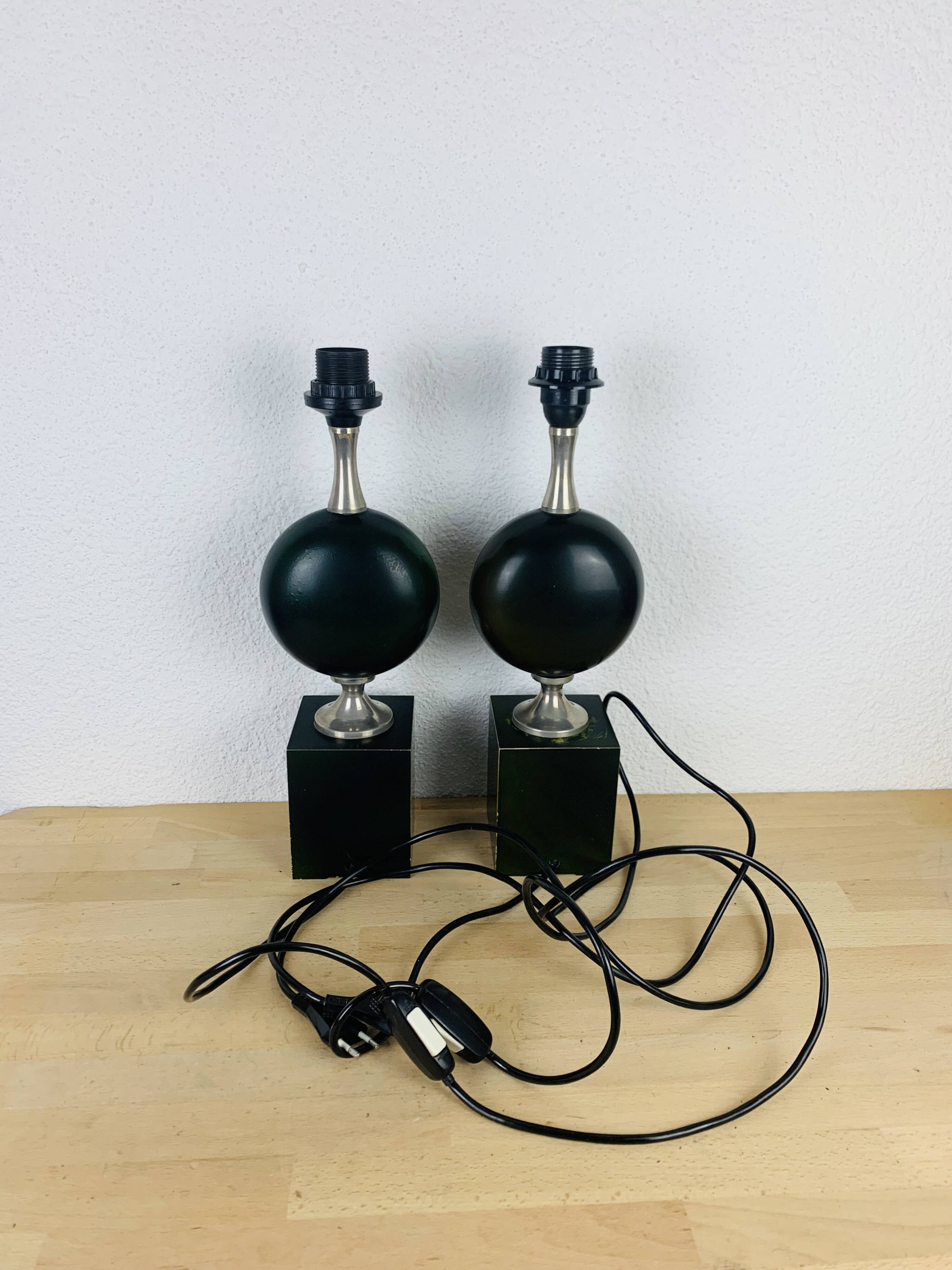 Paire de lampes Philippe Barbier années 70, vintage