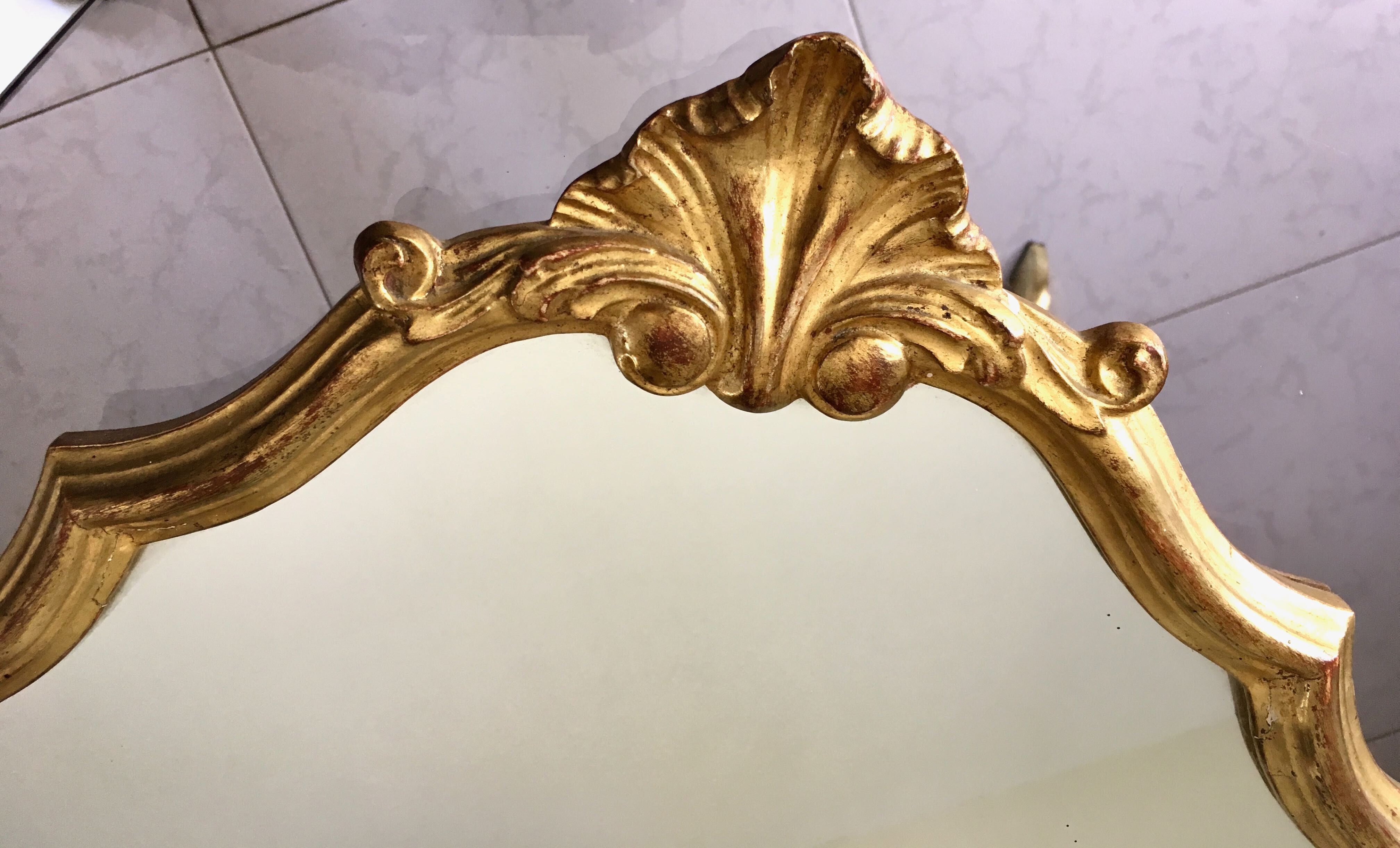 Baroque mirror in gilded wood – 63.5x45 cm - 70s.