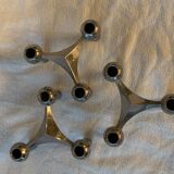 3 chrome metal candlesticks designed Nagel 1970