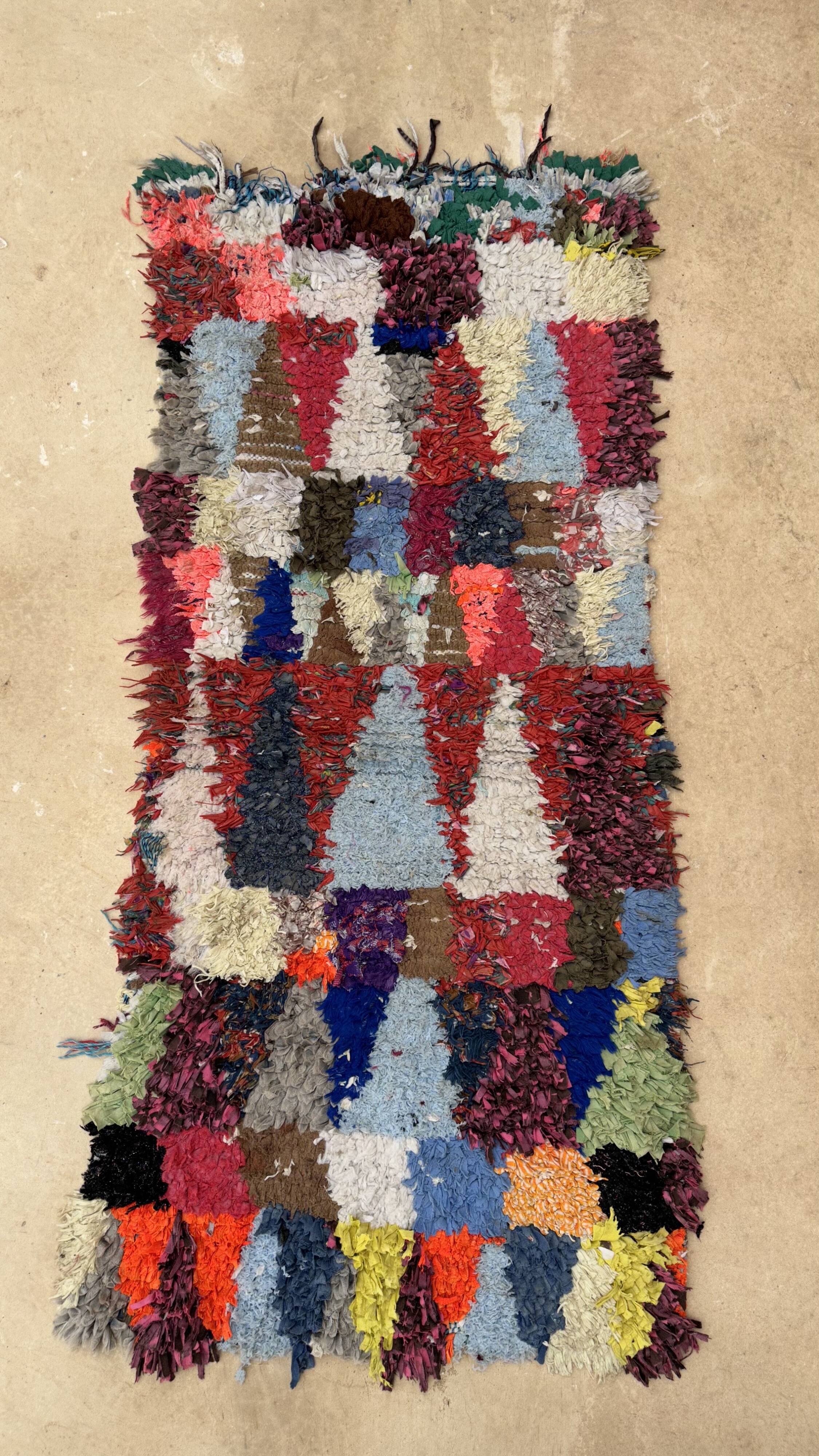 Colorful Boucherouite Moroccan rug - 64 x 137 cm