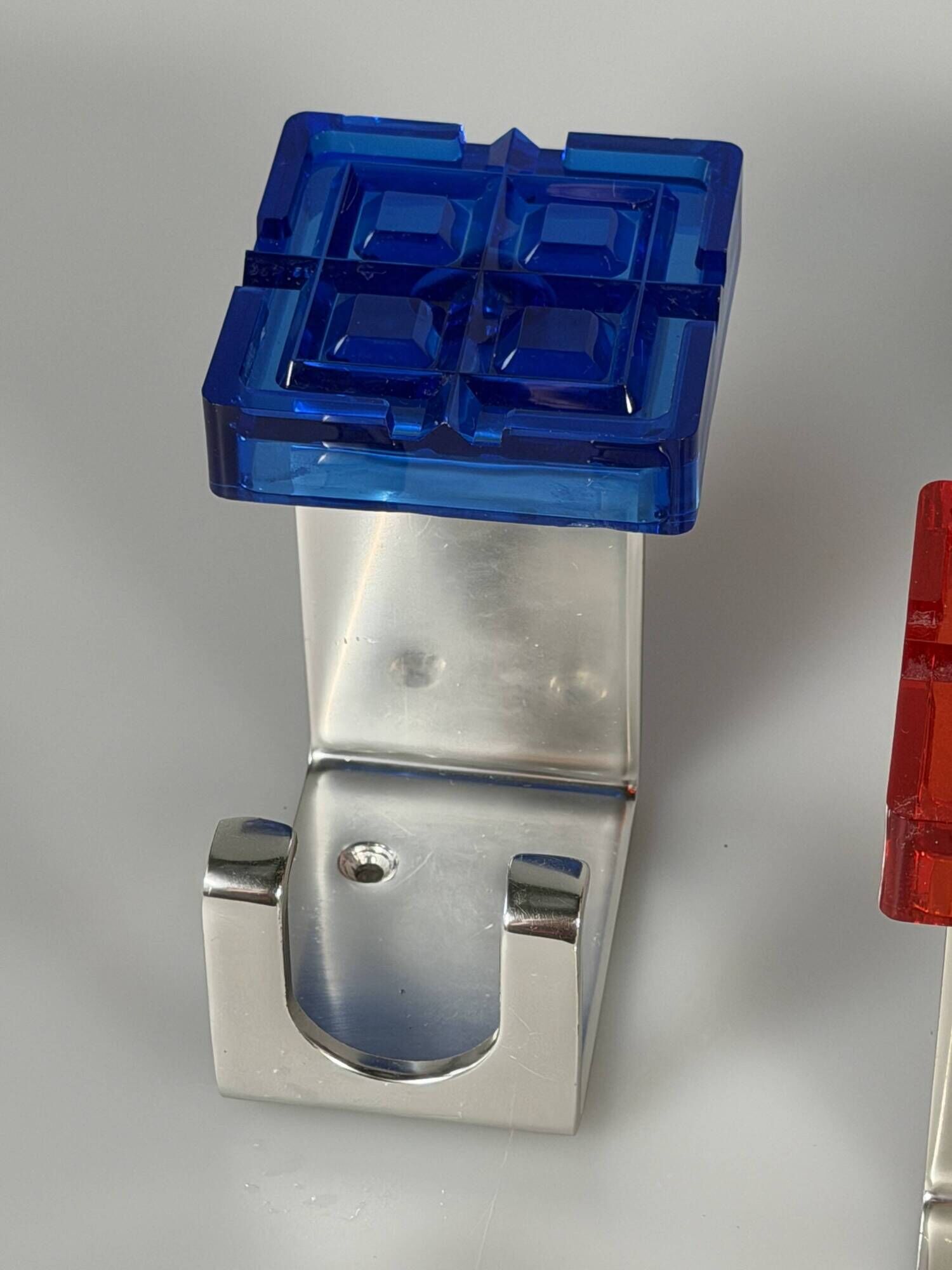 3 x 1960s 1970s Coat Hooks, Wall-Mounted Coat Rack, Metal/Plastic