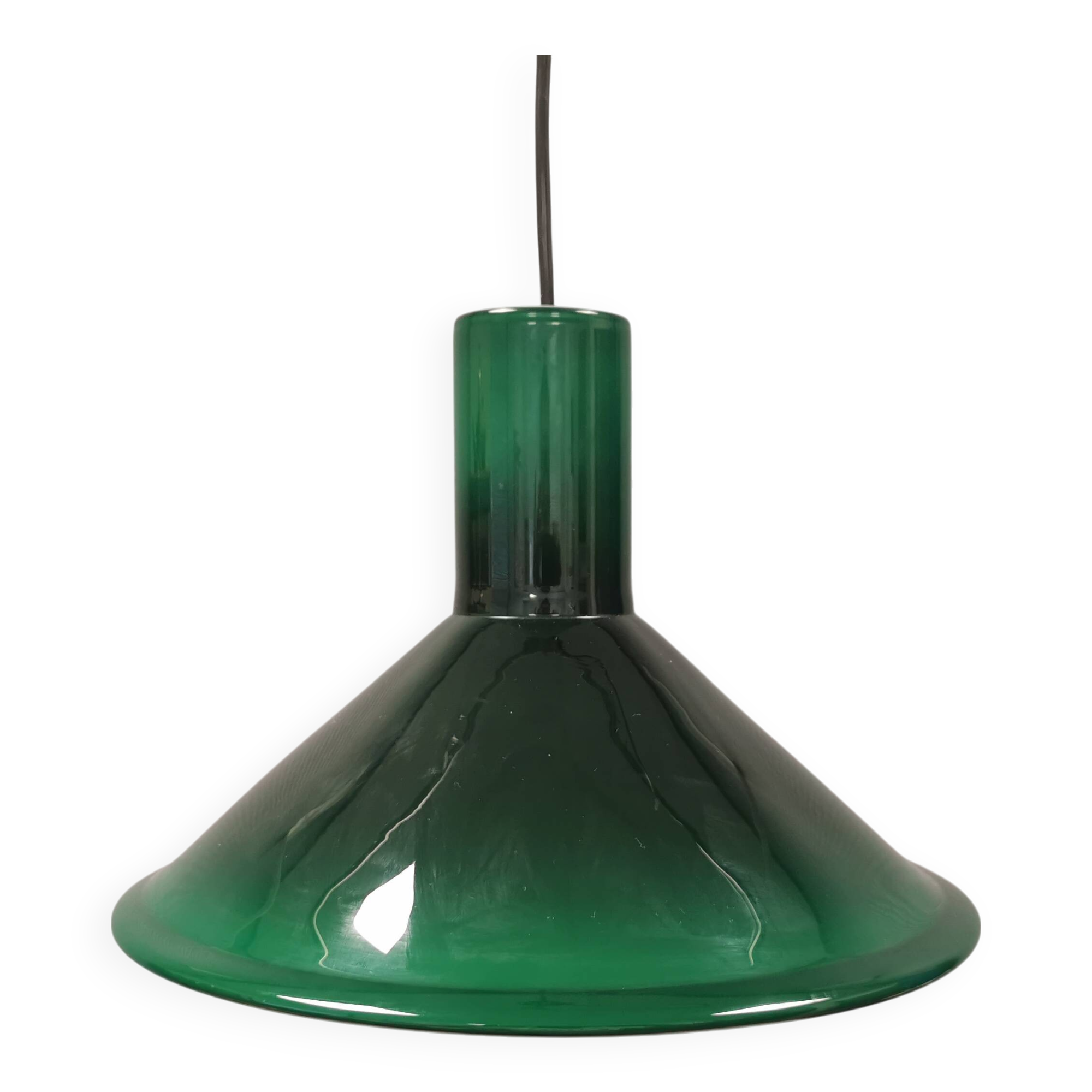 Holmegaard P&T hanging lamp, green glass glass. 1976 Denmark