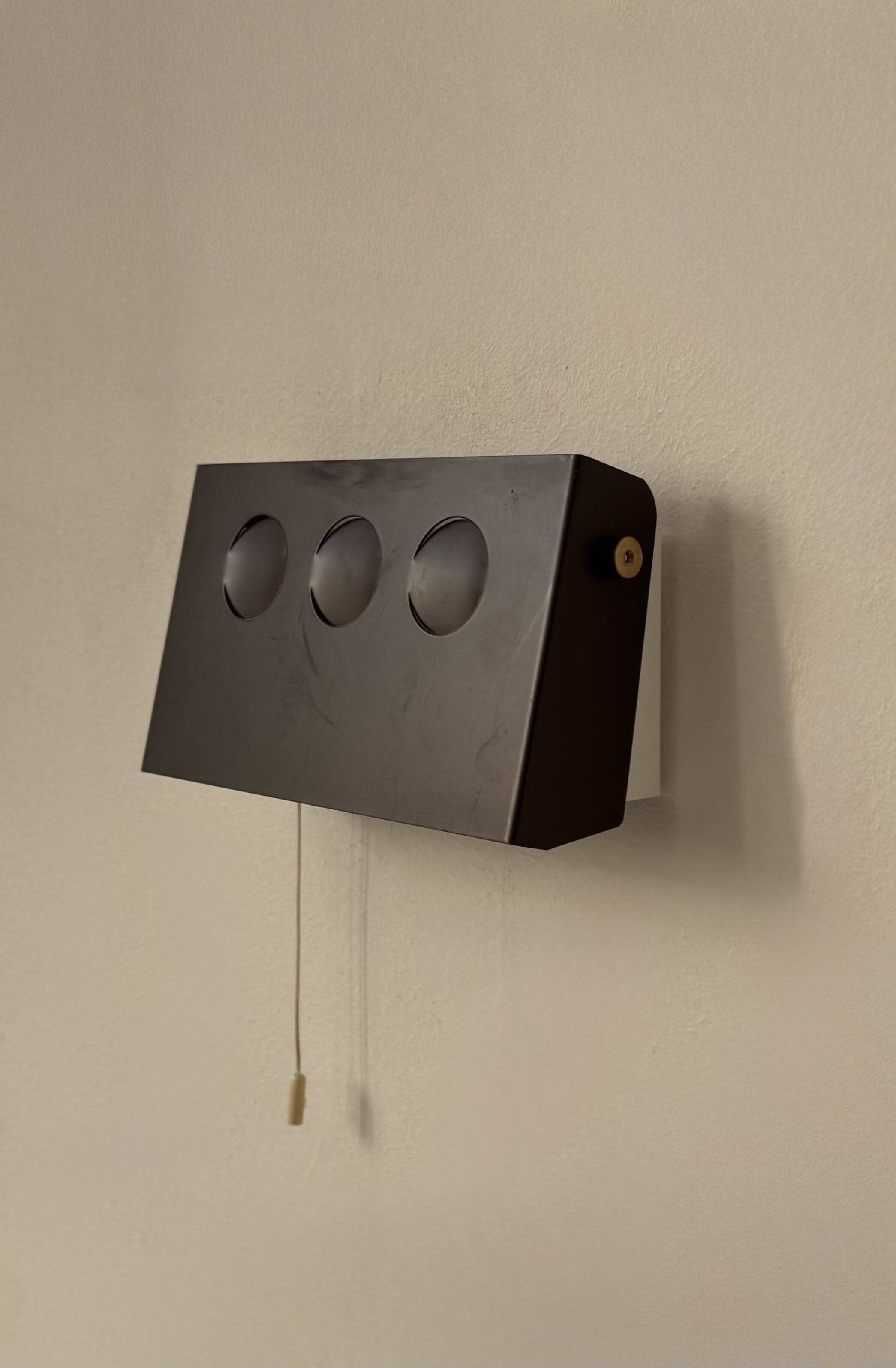 Vintage adjustable wall light, brown painted metal, Denmark, 1970