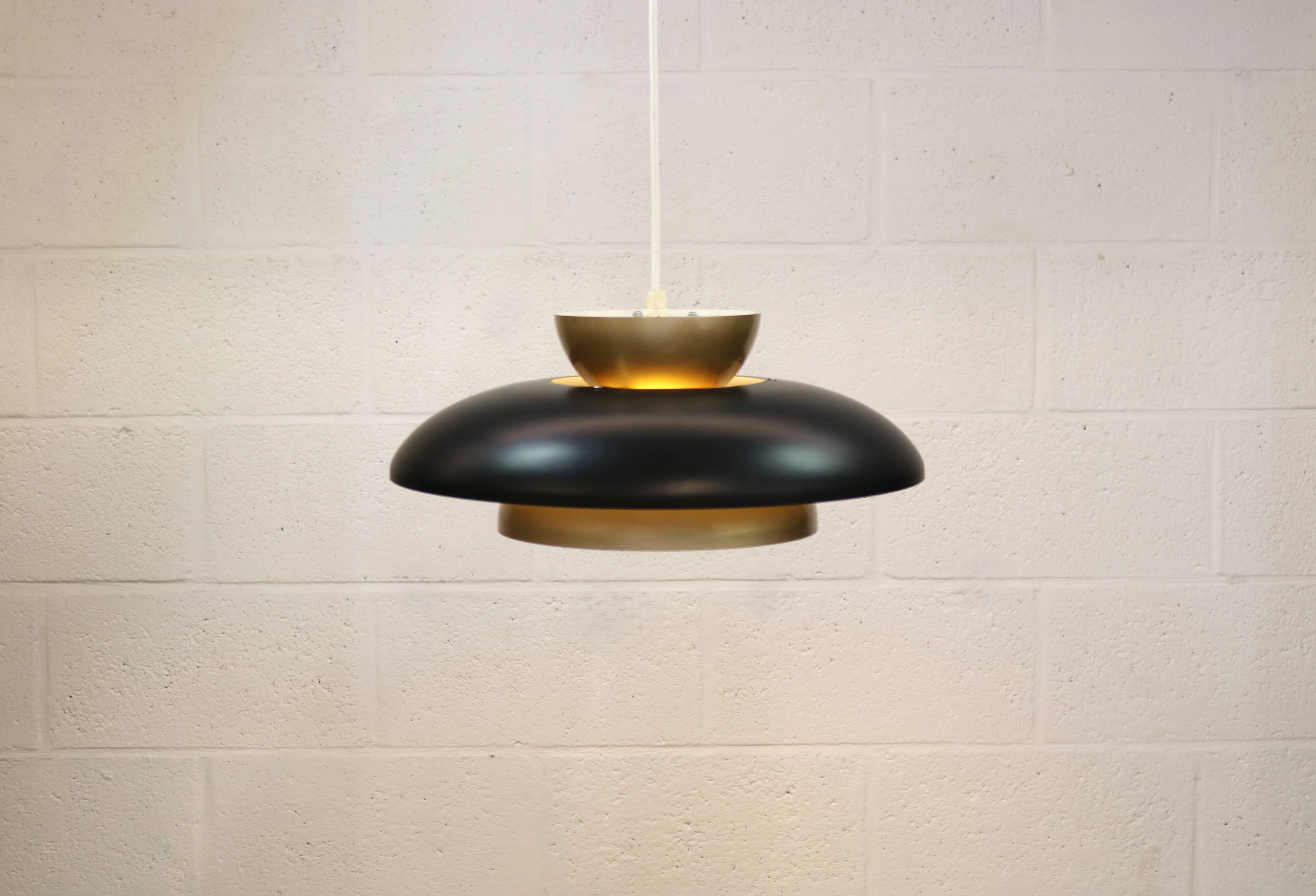 Rare black and golden colored Danish Pendant Lamp - Fog and Morup  - Denmar